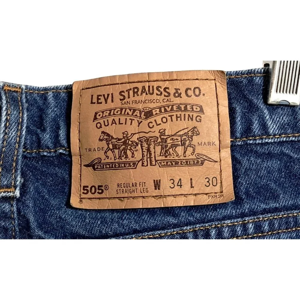 Levis 505 Jeans Mens Tagged 34‎ x 30 Orange Tab Regular Fit Straight Leg Jeans